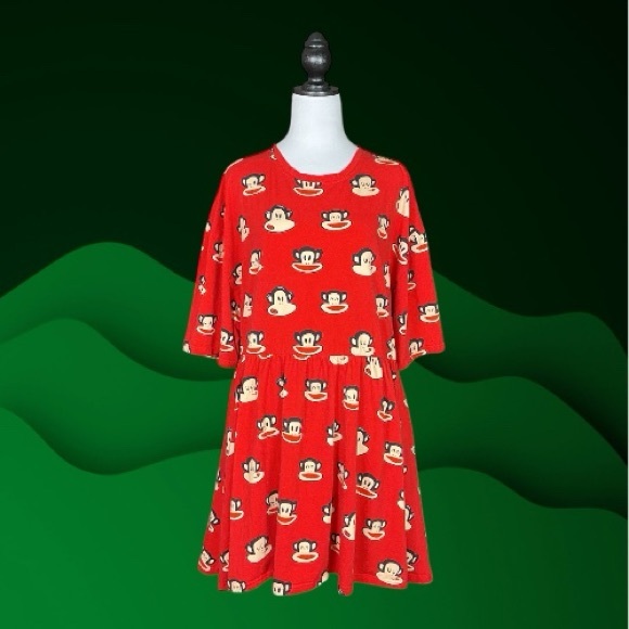 Paul Frank Dresses & Skirts - Paul Frank x Cakeworthy Red Julius Monkey Print T-Shirt Babydoll Mini Dress 3XL